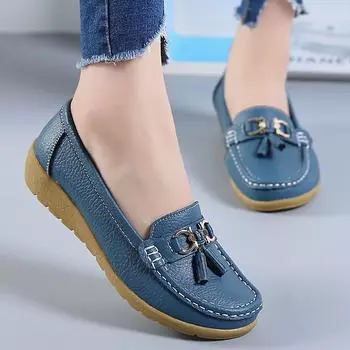 Туфли на плоской подошве, женские модные повседневные туфли из натуральной кожи, женские лоферы «суперзвезда», однотонная женская обувь с бахромой, мягкая обувь больших размеров 42–44 8 бежевый