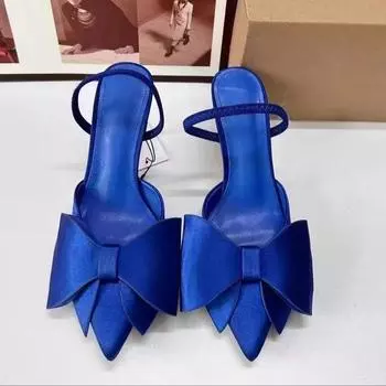 Туфли на высоком каблуке TRAF Blue Bow для женщин, модные туфли с острым носком на шпильках, босоножки на каблуках, осенние элегантные туфли на каблуке 2024 года 36