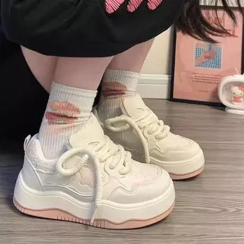 Туфли Star Little White Shoes женские весна 2024 года новые универсальные туфли на толстой подошве с завышенной талией популярные спортивные туфли для отдыха 35 чёрный