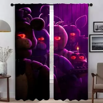 Тюль Five Nights At Freddy s для спальни, современные шторы для гостиной, 2 шт., шторы для окон, украшения на Хэллоуин, камера W50xH70cmx2pcs-CL