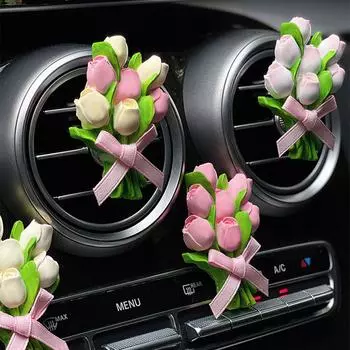 Tulip Bouquet Car Air Freshener For Air Vent Mounted Parfum Flavoring For Auto Interior Accessories T8q4