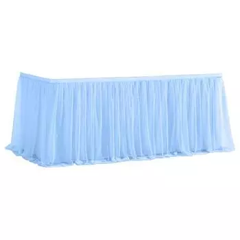 Tulle Table Skirt for Rectangular Tables 4/6/9ft Wrinkle Free Table Cloth with Tutu Skirt Reusable Tablecloth for Wedding Bridal Shower Birthday Party S небесно-голубой