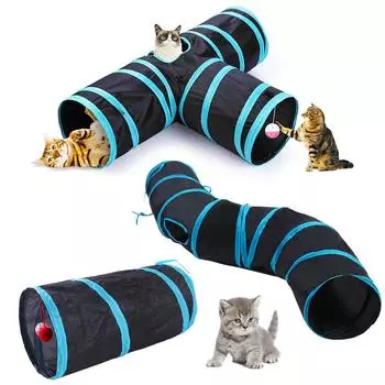 Туннель для кошек Товары для домашних животных Cat ST Pass Play Tunnel Складной туннель для кошек Игрушка для кошек Дышащий буровой ствол для использования в помещении с громкой бумагой Two tunnels