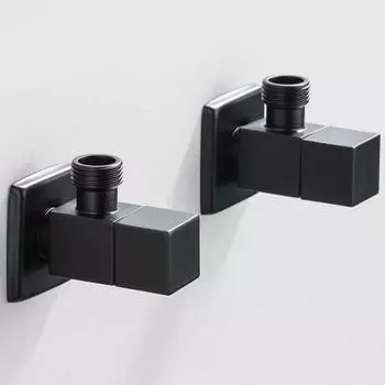 Tuqiu Angle Valve Water Control Valve Brus Gold Corner Valve Bathroom Tap Water Valve 1/2*1/2 Stainless Steel Black Angle valves