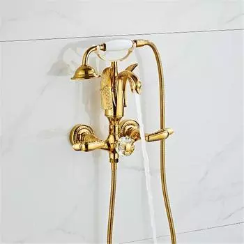 Tuqiu Gold смеситель для ванны и душа, настенный золотой лебедь, смеситель для ванны, смеситель для холодной и горячей воды и душа золотой