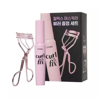 Тушь для ресниц Etude Curl Fix 8 г + набор щипцов для завивки ресниц, черный, 1 набор