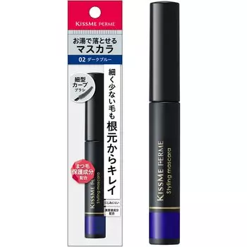 Тушь для ресниц Kiss Me FERME Styling Mascara 02 Dark Blue 6 г Смывающаяся горячей водой Даже при тонких и коротких белках глаз ресницы выглядят острыми,