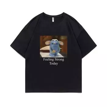 Tutter Feeling Strong Today T-shirt Anxious Tutter Tshirt Funny Mouse Graphic T Shirts Unisex Women Casual Oversized Short Sleeve S