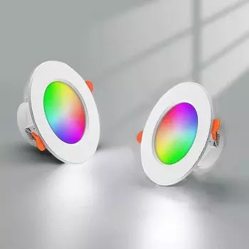 Tuya Bluetooth Smart Ceiling Lamp Indoor Круглый Встраиваемый Точечный Светодиодный Управляющий APP 10 Вт 15 Вт RGBCW Цветной Регулируемый Потолочный Светильник