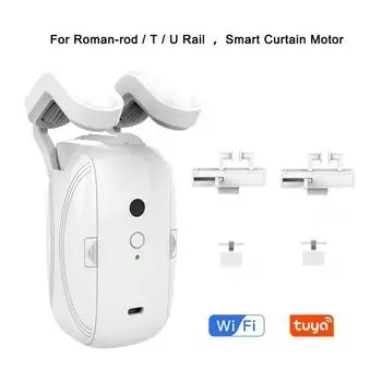 Tuya Curtain Motor для Roman TU Track WIFI Tuya Automatic Open Smart Electric Curtain Robot APP Voice Control Alexa Google Home
