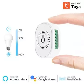 Tuya Mini WiFi Smart LED диммерный модуль управления светом SmartLife App пульт дистанционного управления 220 В настенный светильник включение выключение для Alexa Home белый