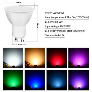 Tuya Smart Life GU10 WiFi Smart Bulbs Inteligent Alexa Lamp 5 Вт 7 Вт 9 Вт 2700 К-6500 К Smart Life APP Control работает с Google Home 7W