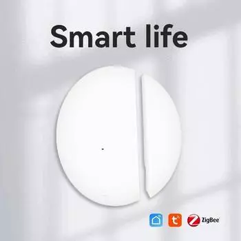Tuya Smart Life ZigBee Умный датчик двери/окна Детектор открытия/закрытия двери Безопасность Защита Alexa Google Home Голосовое управление белый