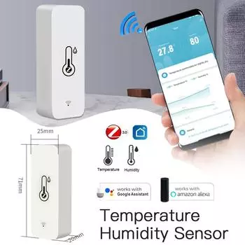 Tuya Smart Temperature And Humidity Sensor APP Remote Monitor для умного дома var SmartLife Работает с Alexa Google Assistant белый