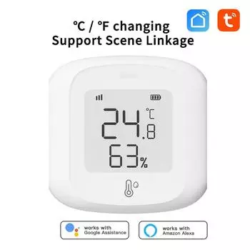 Tuya Smart ZigBee Датчик температуры и влажности со светодиодным экраном Связь с домашней сценой Термо-гигром Google Home Alexa Голосовое управление