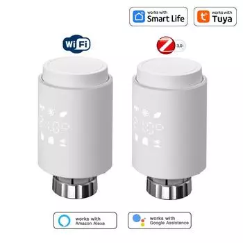 Tuya Smart ZigBee / WIFI TRV Термостатический радиаторный клапан Программируемый контроллер температуры Поддержка Alexa Google Home Voice
