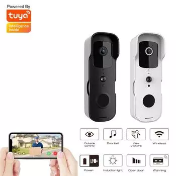 Tuya умный дом видео дверной звонок Wi-Fi открытый беспроводной штекер европейского стандарта водонепроницаемый IP65 аккумулятор домофон динамик телефон CameraA option 1 белый