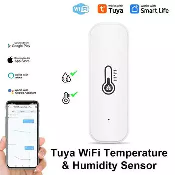 Tuya WiFi Датчик температуры и влажности Умный домашний термометр Гигрометр Приложение Дистанционное управление Сигнализация Работает с Alexa Google Home