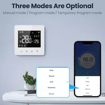 Tuya WiFi Интеллектуальный контроллер постоянной температуры Светодиодный дисплей Регулируемый контроллер температуры чёрный/белый