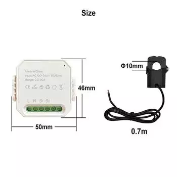 Tuya WIFI интеллектуальный счетчик энергии AC100-240V 1CT Clamp App Control 80A Power Monitor Статистика электроэнергии 50/60 Гц Интеллектуальная жизнь