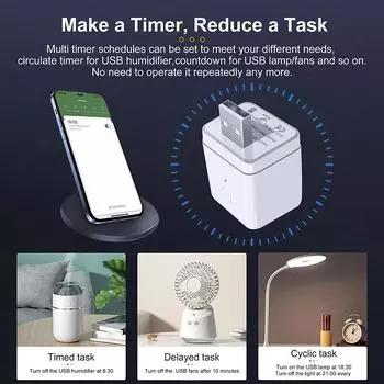 Tuya WiFi Micro USB адаптер 5V WiFi USB адаптер питания Smart Timing Charge Plug работает с Alexa Google Assistant Smart Life 5-12V белый