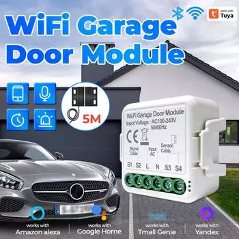 Tuya Wifi Smart Garage Door Opener WiFi Gate Door Controller Совместимость с приложением Alexa Echo Home Голосовое дистанционное управление