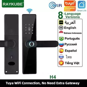 Tuya Wifi Smart Lock Fingerprint Digital Password 13.56mhz Electronic Lock Keyless Access Type C USB Smart Home Intelligence H4 22x 180 5050