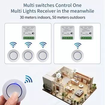 Tuya WiFi Smart Switch 16A 20A 100-240V Релейный контроллер RF433Mhz Беспроводной пульт дистанционного управления Мини Круглый панельный переключатель для светодиодной лампы