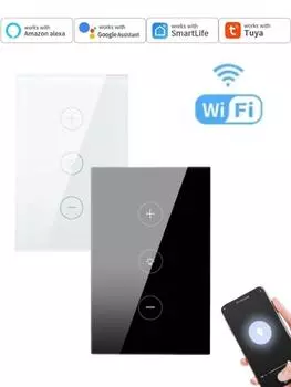 Tuya WiFi Smart Touch Light Dimmer Switch US Standard Smart Life Voice Control AC110-240V Работает с Alexa Google Home белый