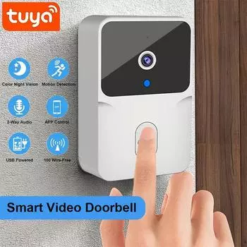 Tuya WiFi Видеодомофон Беспроводная HD Камера PIR Обнаружение Движения ИК Сигнализация Безопасность Умный Дом Дверной Звонок WiFi Интерком для Дома White