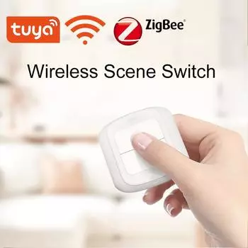 Tuya Wifi ZigBee 2 Gang беспроводной пульт дистанционного управления переключателем сцен контроллер с питанием от батареи устройство управления приложением для автоматизации