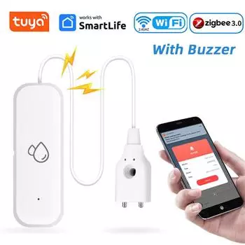 Tuya WiFi ZigBee Детектор протечки воды с зуммером Детектор уровня переполнения Защита от протечек Умный дом