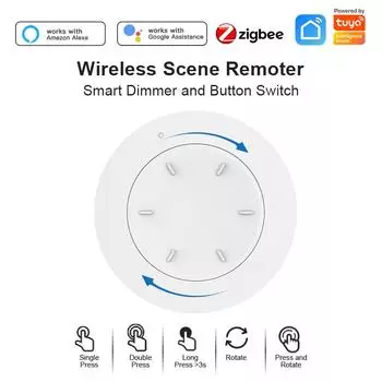 Tuya ZigBee Интеллектуальная ручка-переключатель Диммер Съемная беспроводная связь сцен Кнопка управления освещением Автоматизация сценариев Удаленная панель бежевый