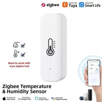 Tuya Zigbee Smart Temperature And Humidity Sensor APP Remote Monitor для умного дома Var SmartLife Работает с Alexa Google Home