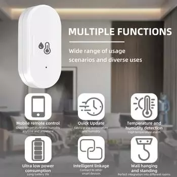 Tuya ZigBee Smart Temperature Sensor and Humidity Sensor with battery Indoor Thermometer Monitor Work With Alexa Google Home