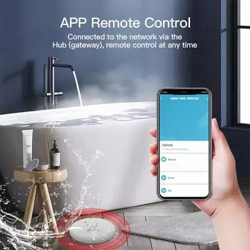 Tuya ZigBee Smart Water Sensor Детектор протечки Сигнализация перелива воды Удаленная работа Smart Life Мониторинг с ZigBee Gateway светло-серый
