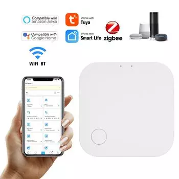 Tuya ZigBee Wi-Fi + BT Hub Интеллектуальный шлюз-концентратор Мост для умного дома Приложение Smart Life Беспроводной пульт дистанционного управления USB белый