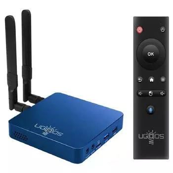 ТВ-приставка UGOOS UT8 PRO Android 11.0 DDR4 8 ГБ ОЗУ 64 ГБ ПЗУ RK3568 WiFi6 1000M 4K медиаплеер BT Voice Remote 8G64G синий