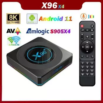 ТВ-приставка X96 X4 Smart TV Box Android 11 4G 64 ГБ 32 ГБ Amlogic S905X4 8K Dual Wi-Fi Bluetooth 4.1 Медиаплеер Play Fast ТВ-приставка 2G 16 ГБ US Plug (2 & 16GB)