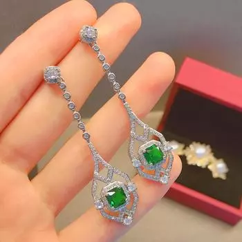 Твердые серьги-капли из стерлингового серебра 925 пробы с натуральным изумрудом Fine Aros Mujer Oreja Orecchini изумрудный драгоценный камень, серебро 925 пробы для девочек зелёный