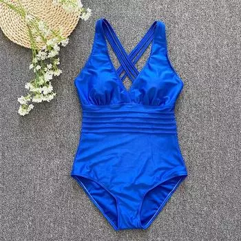 Твердый цельный купальник, сексуальный v-образный вырез, крест-накрест, купальные костюмы, женские купальники, летняя пляжная одежда S