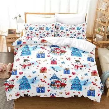 Twin Bedroom Sets Bedding Winter Thick Duvet Cover Sets Lovely Cartoon Merry Christmas Single Bedding Set Housse De Couette EU Single 135x200cm