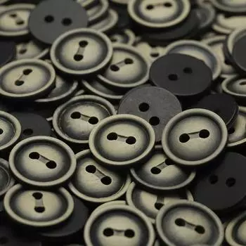 Two-Eye Buttons Old Retro Resin Buttons Double-Sided Nylon Coat Jacket Sweater Buttons Clothing Accessories Buttons 1 #[25mm LY2624 #two-eye groove old black]