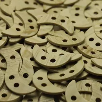 Two-Eye Moon Button Imitation Wood Resin Button Two-Hole Rope Down Jacket Big Clothes Decorative Coat Button 1 #[43mm QH two-eye imitation wood moon beige]