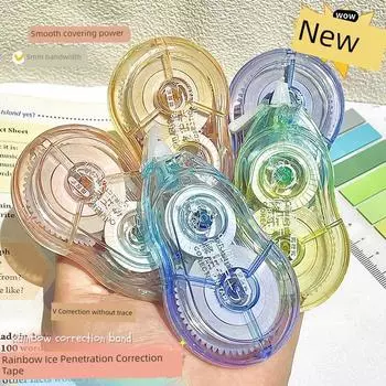 Two Good-looking Clear Correction Tape Junior High School and Elementary School Students Special Correction Tape Large Capacity Girls Correction Tape Rainbow (Pack of 5)