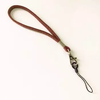 Two-Piece Set Solid Color Leather Long and Short Rope Key Badge Brown Leather Short Cord