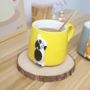 Творческая 3D керамическая кружка с кошкой и крышкой, милые мультяшные чашки для чая, керамическая кружка, чашка для кофе, стакан для воды, парная посуда для напитков 350ML