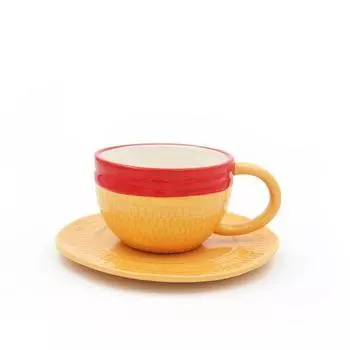 Творческий аниме One Piece Керамическая чашка Three Brothers Luffy Ace Sabo Hat Shaped Water Cup Cartoon Home Coffee Cup Set for Child Gift