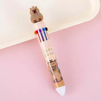 Творческий Kawaii Capybara 10 разноцветных ручек Милая мультяшная шариковая ручка Школьные канцелярские принадлежности Студенческие канцелярские принадлежности Подарки A2
