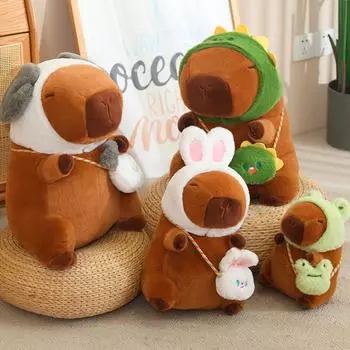 Творческий Kawaii Transform Capybara Plush Doll Frog Rabbit Dinosaur Dog Animal Transform Gift Birthday 25cm